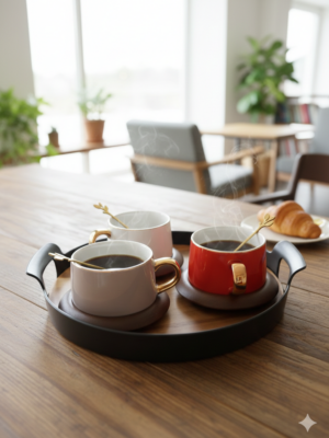 Ensemble de tasses élégance dorée – Service café raffiné